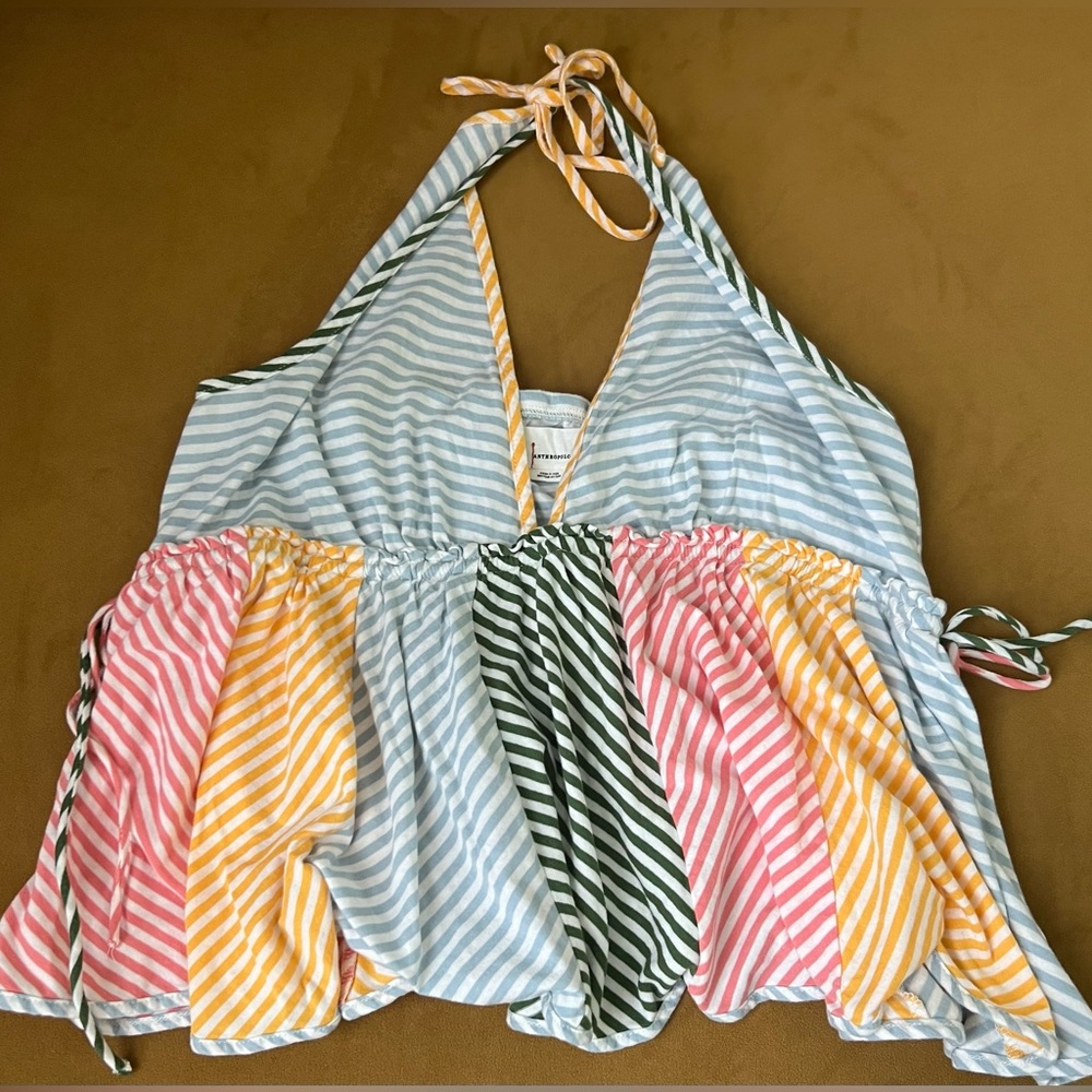 Anthropologie Striped Multicolor Halter Tank Top